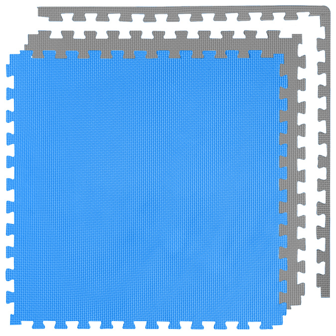 Foam floor puzzle mat 2cm (60x60cm) - Grey - Blue