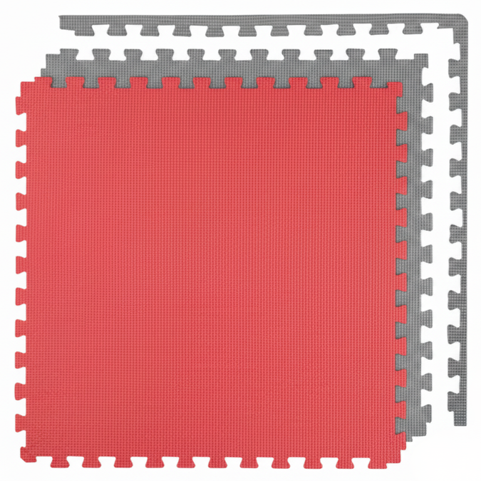 Foam floor puzzle mat 2cm (60x60cm) - Grey - Red