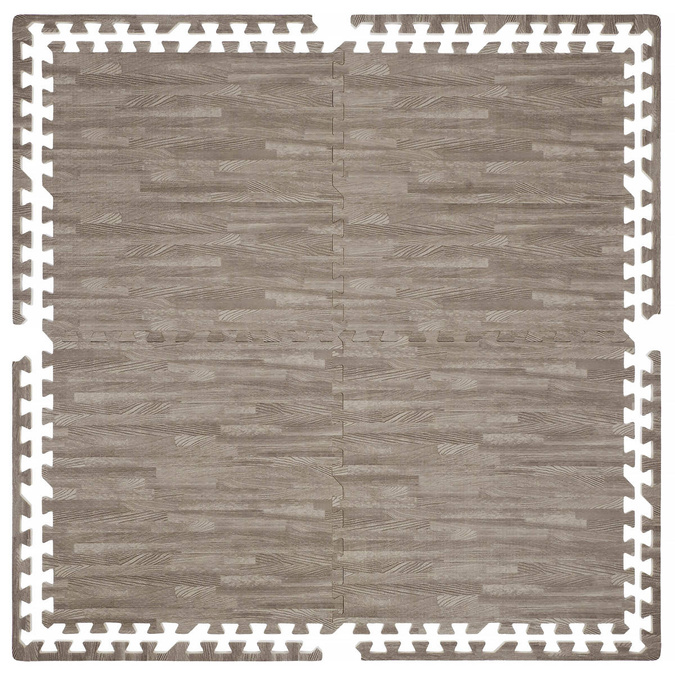 Wood-look foam floor mat 1cm (60x60cm) - Grey Wood