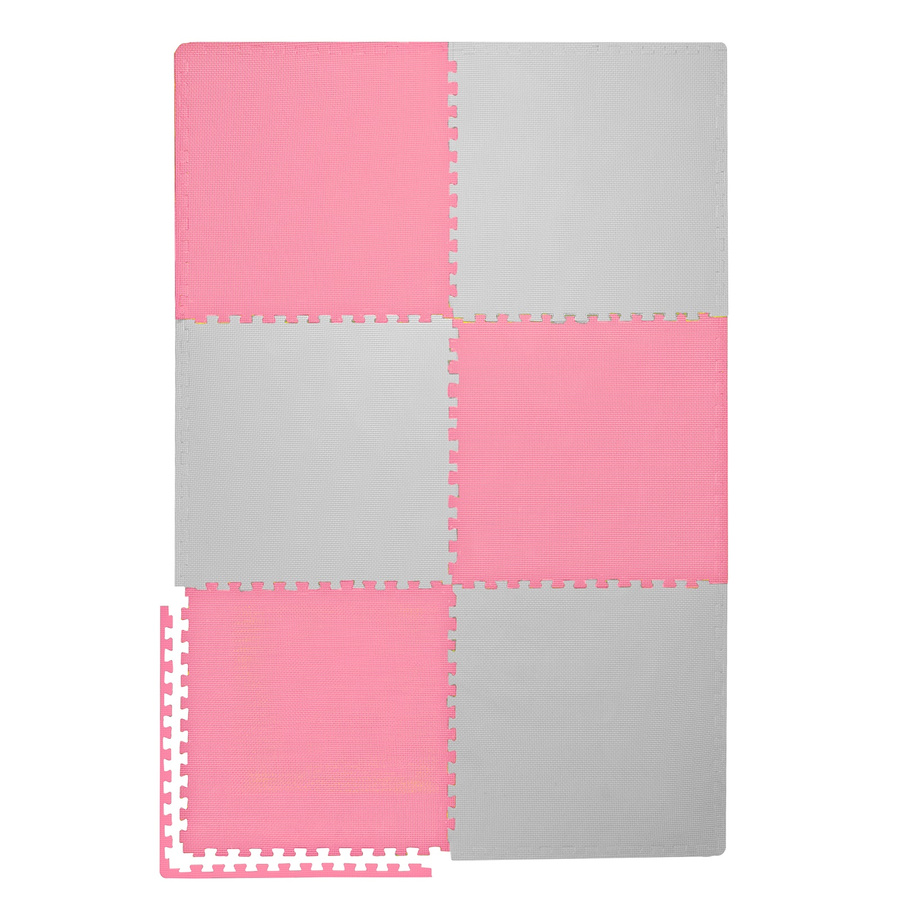 Foam floor puzzle mat 2cm (60x60cm) - Grey - Pink