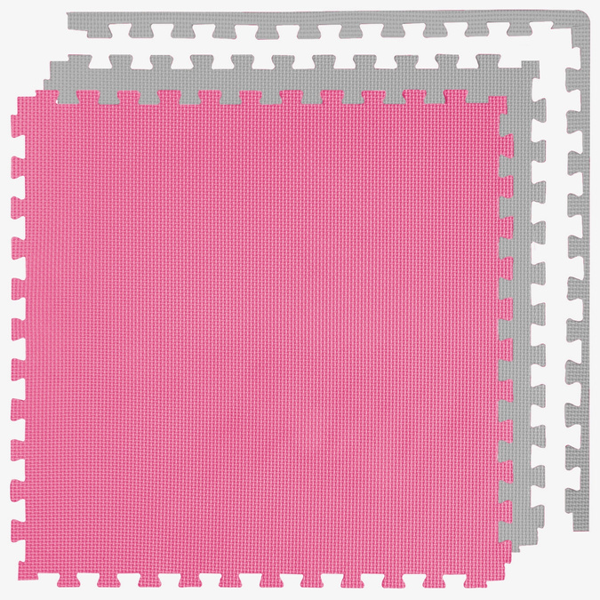 Foam floor puzzle mat 2cm (60x60cm) - Grey - Pink
