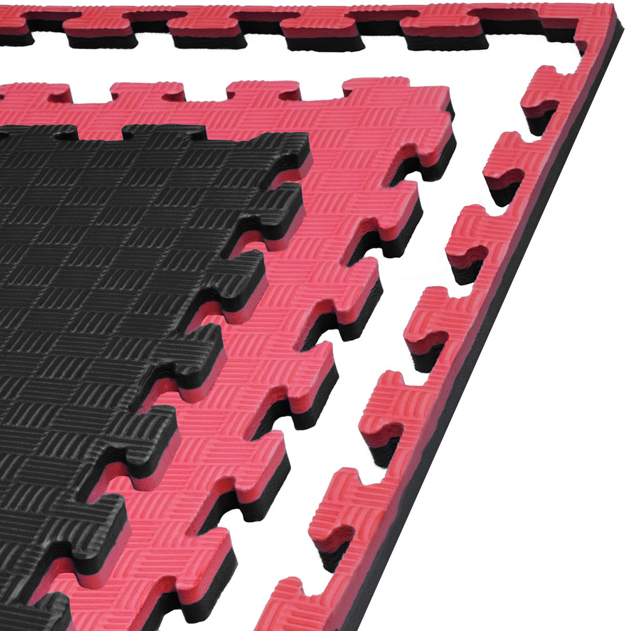 Foam floor puzzle mat PRO 2cm (100x100cm) - Black - Red