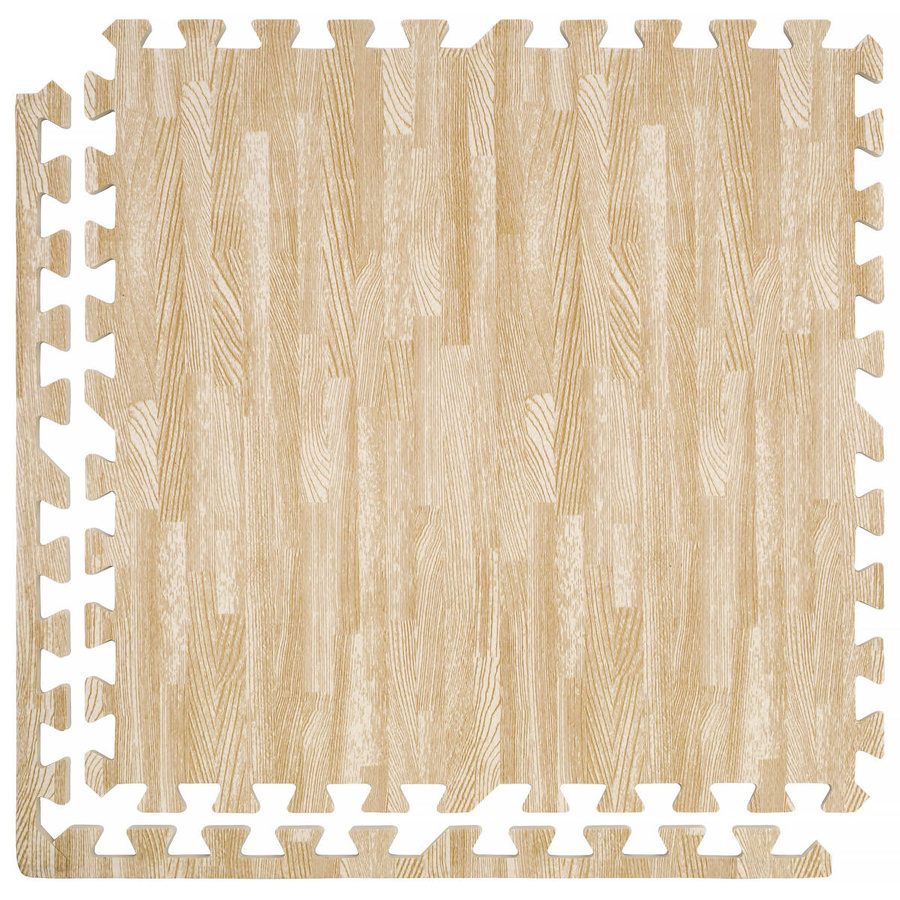 Set of 6 pcs | Wood-look foam floor mat 1cm (60x60cm) - White Wood