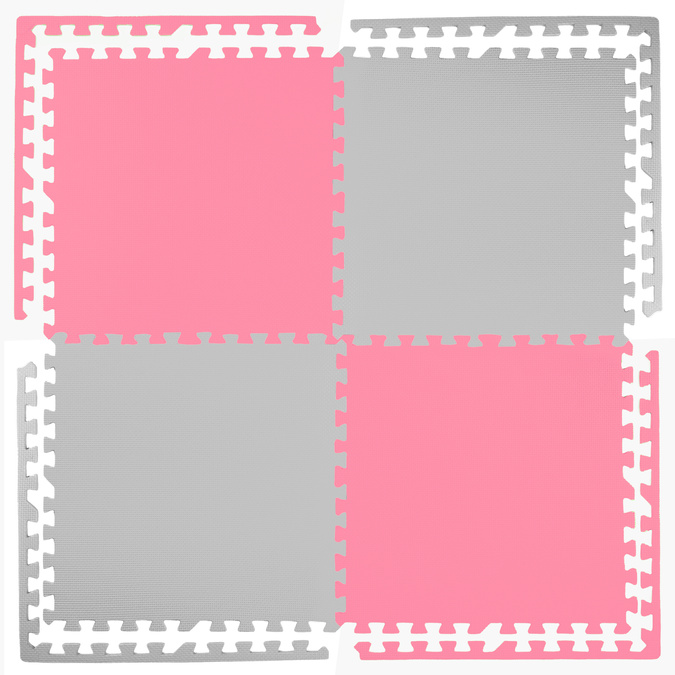 Foam floor puzzle mat 2cm (60x60cm) - Grey - Pink