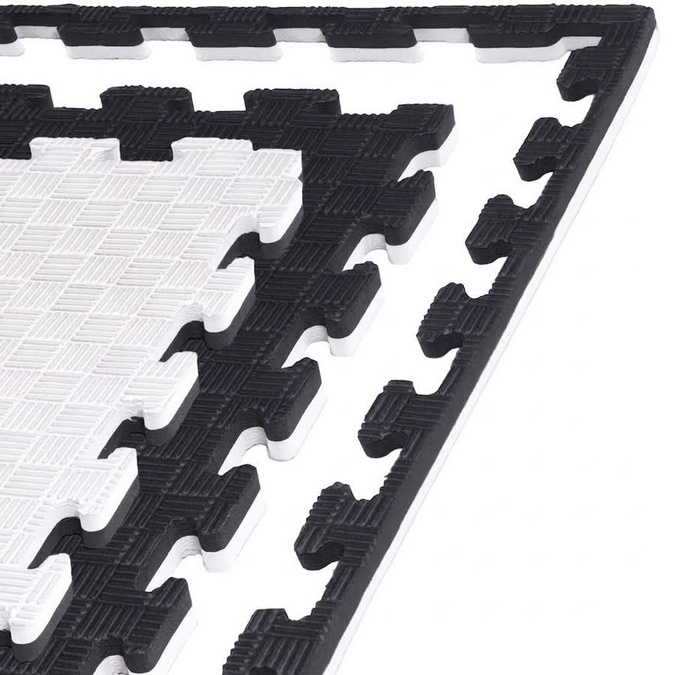 Foam floor puzzle mat PRO 2cm (100x100cm) - Black - White