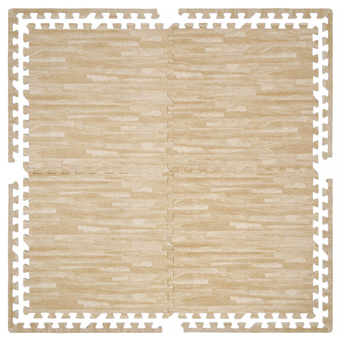 Set of 6 pcs | Wood-look foam floor mat 1cm (60x60cm) - White Wood
