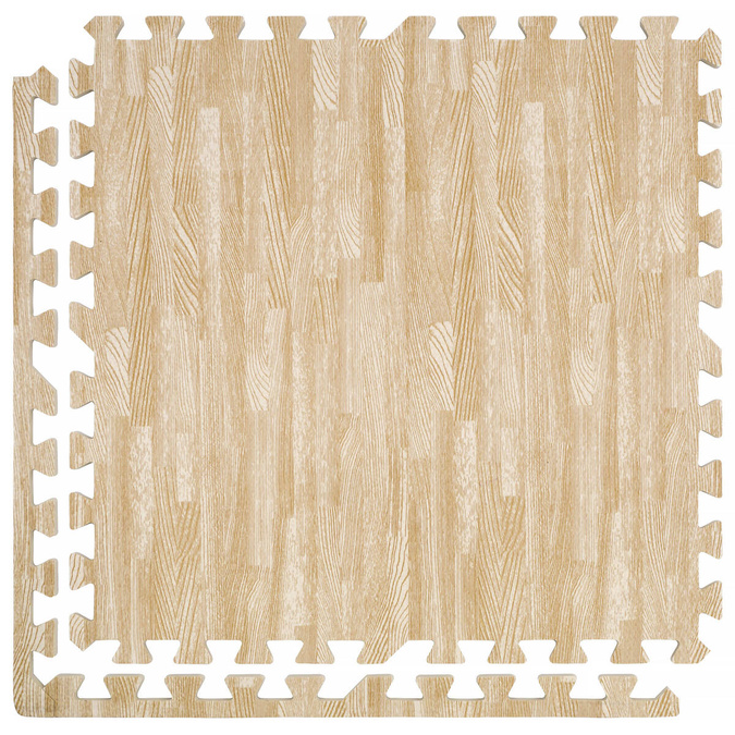 Set of 6 pcs | Wood-look foam floor mat 1cm (60x60cm) - White Wood