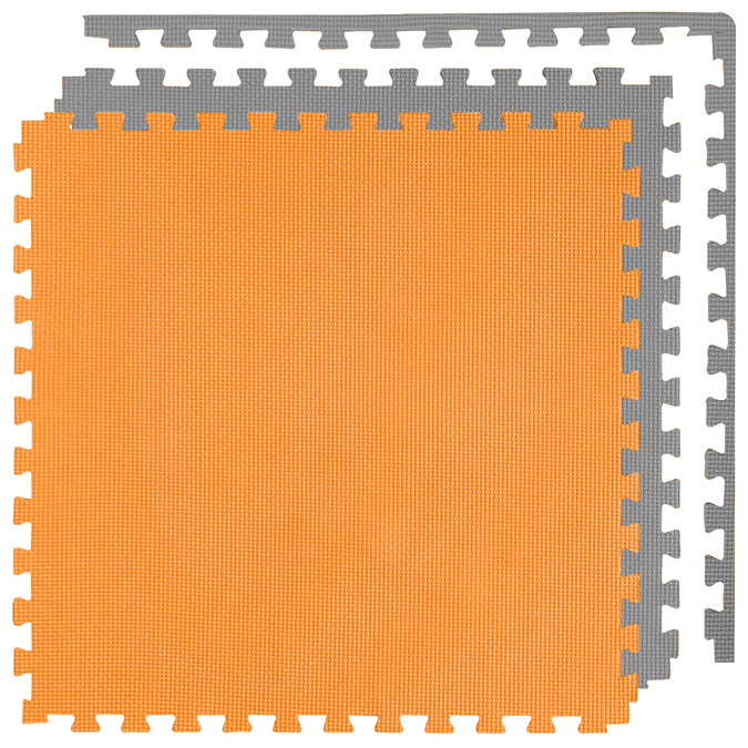 Foam floor puzzle mat 2cm (60x60cm) - Grey - Orange